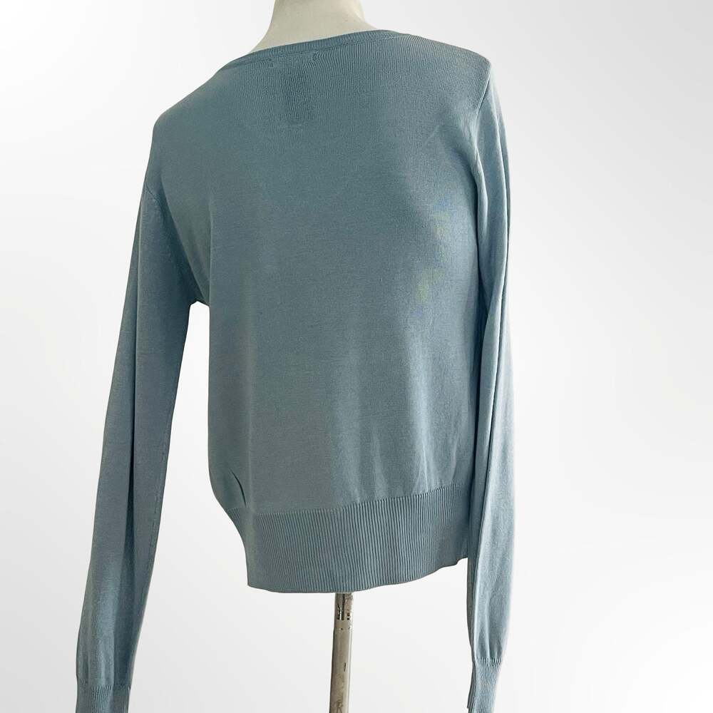 Kenzie Women's Light Blue V-Neck Button-Front Knit Cardigan Sweater Size Small - Picture 4 of 8